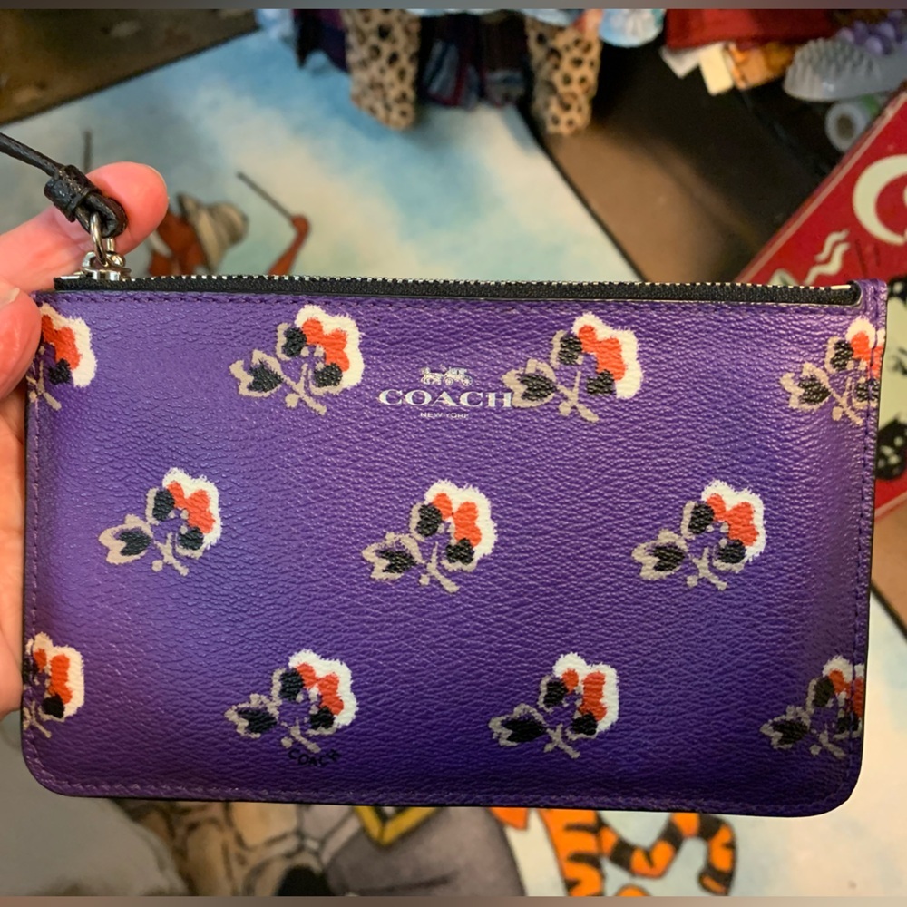 Coach Purple Floral Wristlet